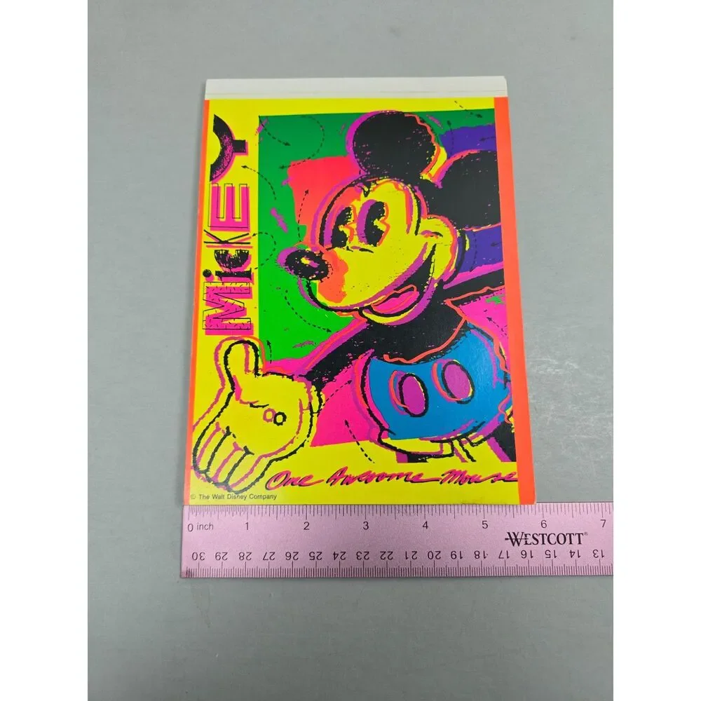 Vintage Mickey Mouse Mead Disney Electric Stationery Pad Neon Pop Art  90s